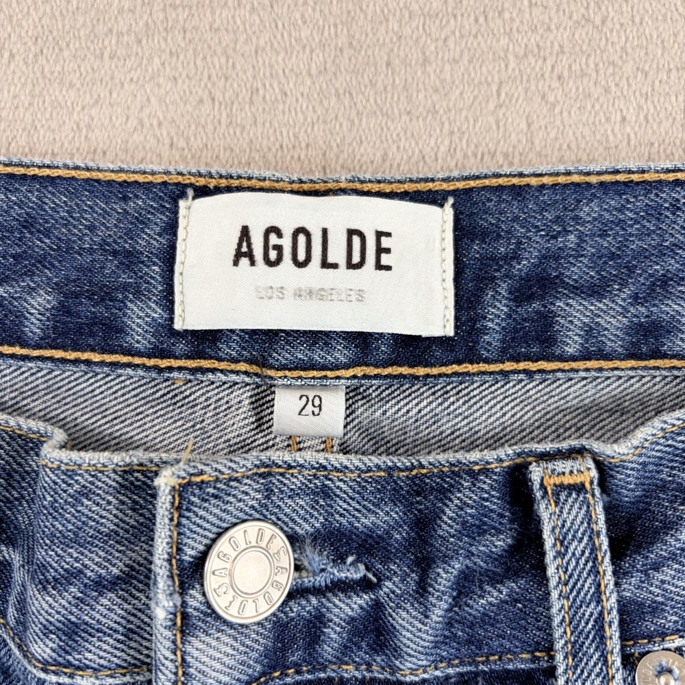 AGOLDE 90s Pinch Waist High Rise Straight Leg Jeans in Blue Wash‎ Women 29 $228 - Picture 2 of 10